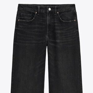 ZARA FULL LENGTH TRF MID-RISE WIDE LEG JEANS